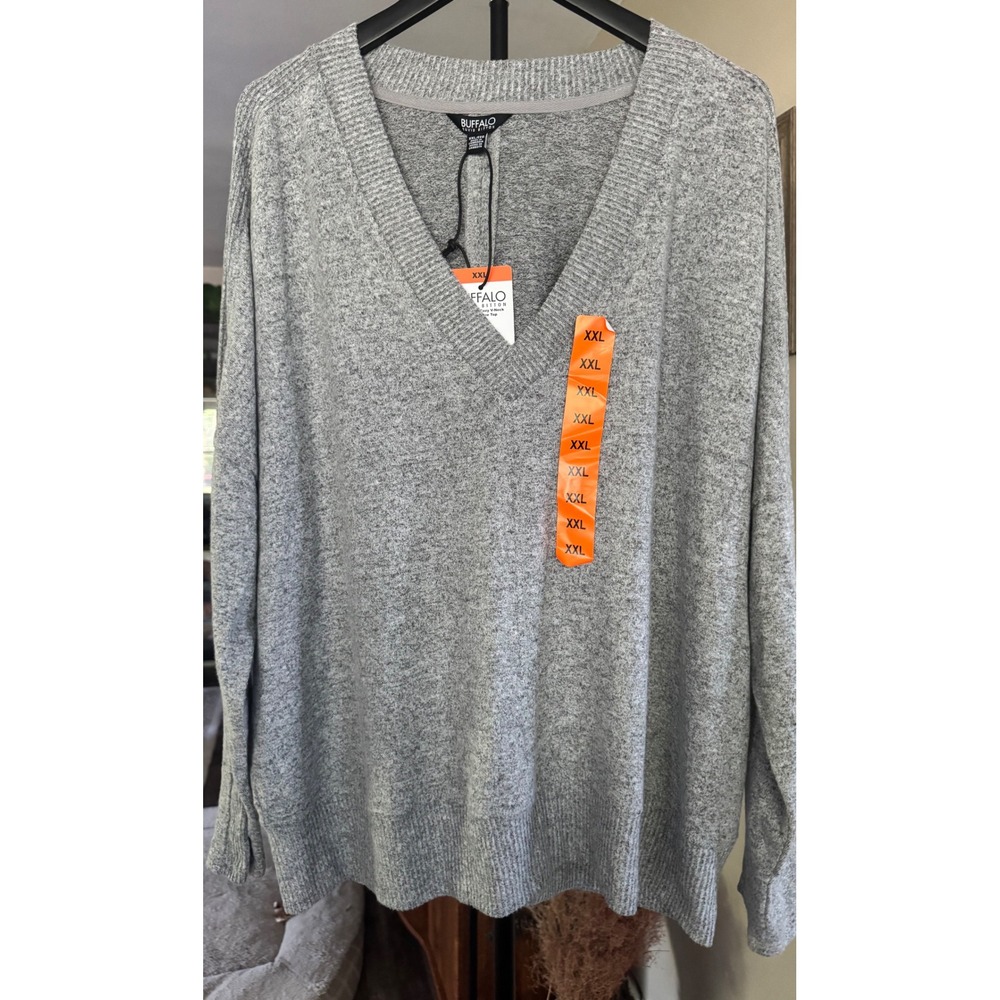 Buffalo David Bitton Cozy V-Neck Sweater XXL Gray NWT MSRP $79 - Picture 2 of 4